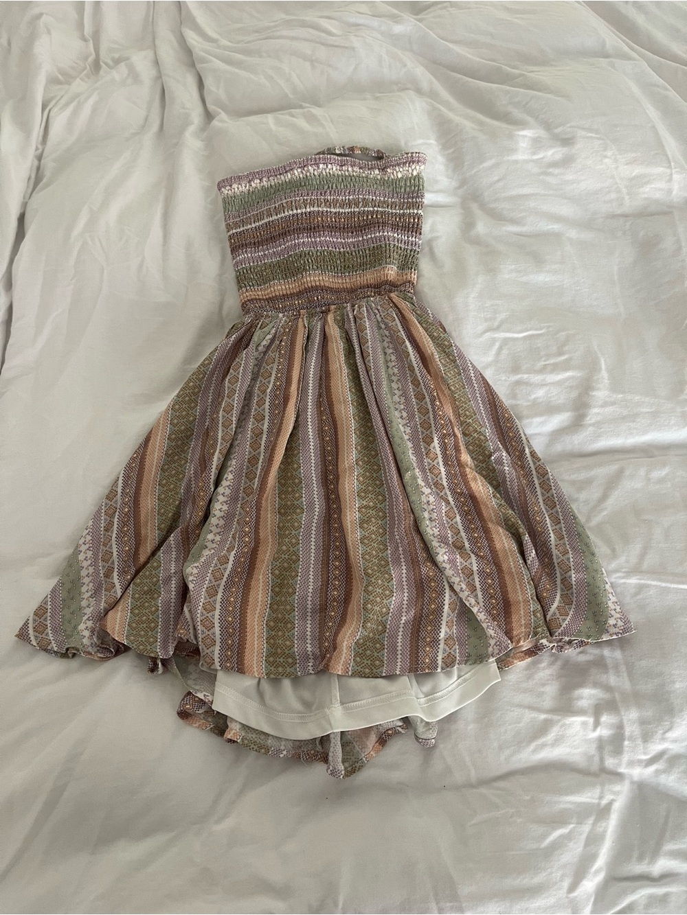 Lovely Day Strapless Smocked Mini Dress in Soft Pastels